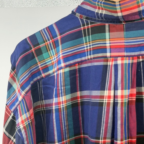 Ralph Lauren Blake Mens XXL Blue Red Plaid Cotton Long Sleeve Button Up Shirt - Picture 4 of 4